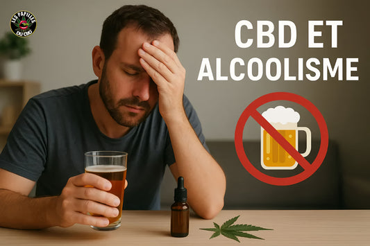 CBD et alcoolisme : fleur de chanvre CBD et verre d'alcool barré