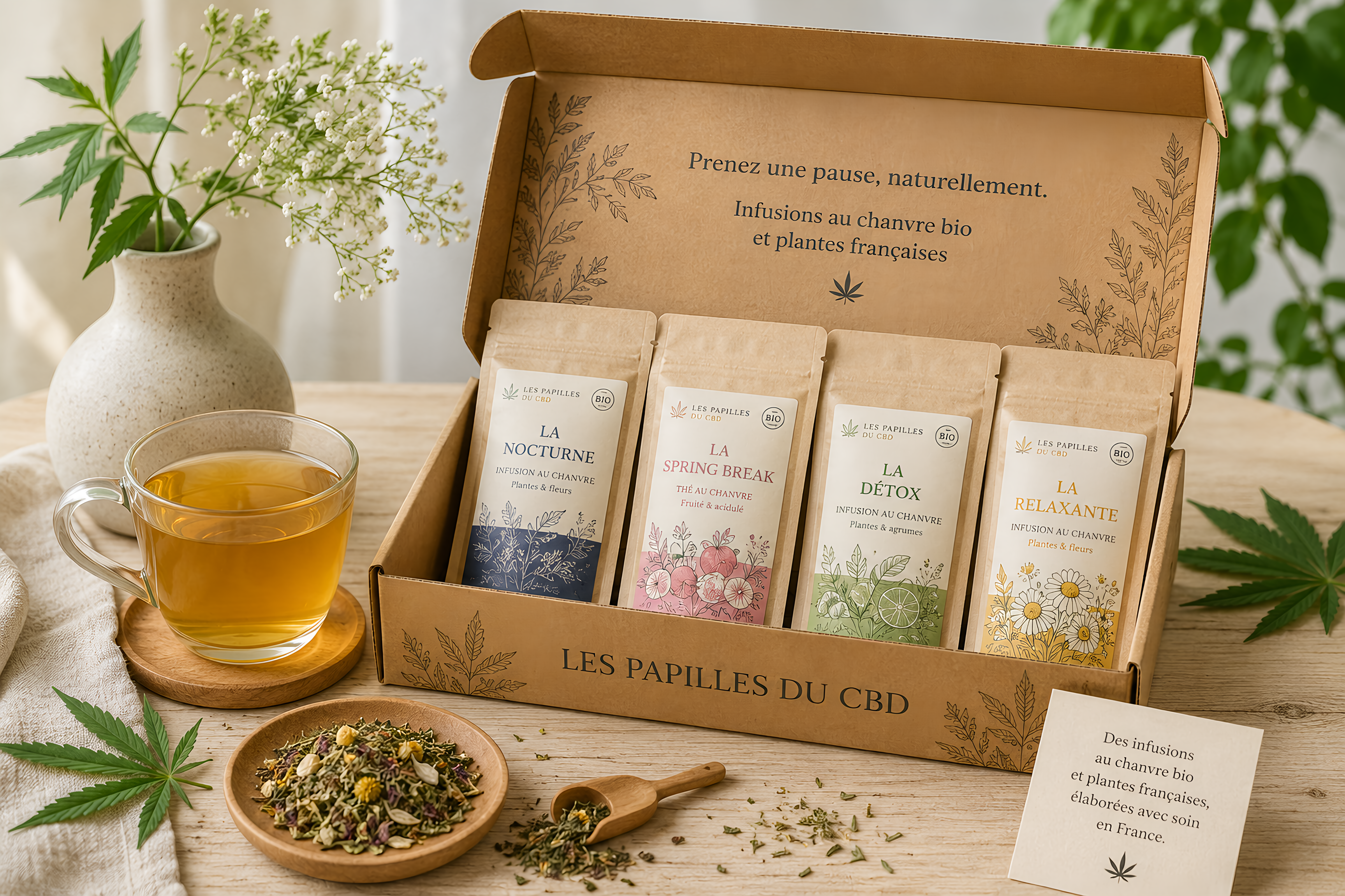 Pack Découverte thés et infusions au chanvre bio Les Papilles du CBD